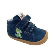 Load image into Gallery viewer, Blue children's shoe with a green character on a white background