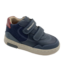 Load image into Gallery viewer, Navy blue children's shoe with beige sole on a white background