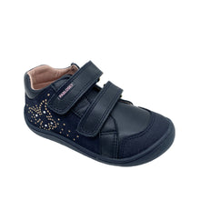 Load image into Gallery viewer, Navy blue children's shoe with velcro straps on a white background
