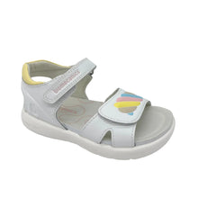 Load image into Gallery viewer, White sandal with colorful design on a white background