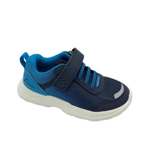 Load image into Gallery viewer, Blue children's sneaker with velcro straps on a white background