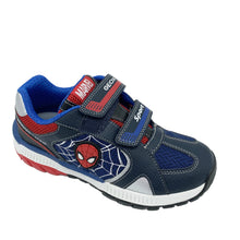 Load image into Gallery viewer, Children's Spider-Man shoe with blue and red accents on a white background