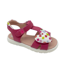 Load image into Gallery viewer, Pink children's sandal with a heart-shaped strap on a white background