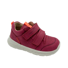 Load image into Gallery viewer, Maroon children's shoe with orange accents on a white background