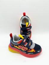 Load image into Gallery viewer, Primigi Hot Wheels Lights Trainer Navy/Rosso Red 1490611