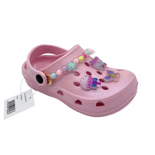 Load image into Gallery viewer, Pink children's clog with decorative beads on a white background