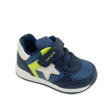 Load image into Gallery viewer, Navy blue and green Geox children's shoe on a white background