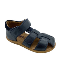 Load image into Gallery viewer, Navy blue sandal with velcro straps on a white background