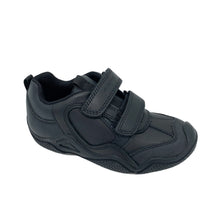 Load image into Gallery viewer, Black shoe with velcro straps on a white background