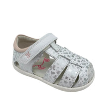 Load image into Gallery viewer, White sandal with star pattern on a white background