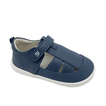 Load image into Gallery viewer, Navy blue children's sandal with a white sole on a light gray background