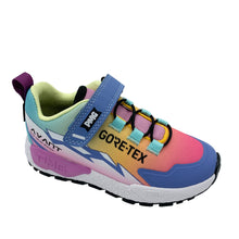 Load image into Gallery viewer, Colorful children's shoe with GORE-TEX branding on a white background