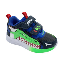 Load image into Gallery viewer, Children's sneaker with shark design on a white background