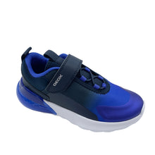 Load image into Gallery viewer, Blue and black sneaker with 'Geox' branding on a white background
