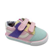 Load image into Gallery viewer, Colorful children's shoe with multiple straps on a white background