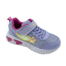 Load image into Gallery viewer, Purple children's shoe with pink accents and a star design on a white background