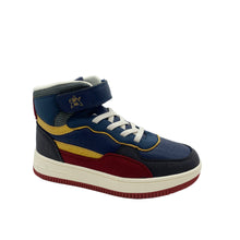 Load image into Gallery viewer, Garvalin Hi-Top Azul/Red/Yellow shoe boy navy Dublin