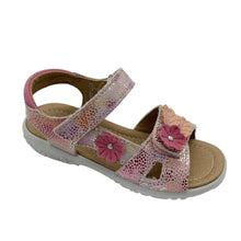 Load image into Gallery viewer, Children's sandal with floral design on a white background
