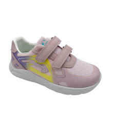 Load image into Gallery viewer, A pink Pablosky Trainer Plus sneaker for girls with double velcro straps and a runner design.