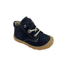 Load image into Gallery viewer, A navy blue Ricosta Cory shoe with easy tie lace, visible leather upper, and a beige sole.