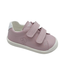 Load image into Gallery viewer, A pink Pablosky Leader-Tech First Walker shoe for girls with double velcro fastenings and a leather upper.