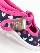 Load image into Gallery viewer, Startrite Wriggles Canvas T-Bar Navy/Pink Hearts