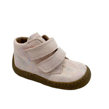 Load image into Gallery viewer, A pale pink Superfit Saturnus First Walker shoe for babies with double velcro fastenings and a non-slip rubber sole.