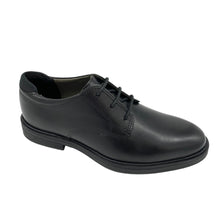 Load image into Gallery viewer, A black Geox Zheeno Lace Up shoe for boys, featuring a leather upper and a lace-up closure.