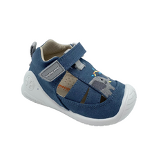 Load image into Gallery viewer, Blue children's shoe with cartoon character design on a white background