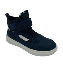 Load image into Gallery viewer, A blue ankle-high Superfit Cosmo Gore-Tex shoe with a lace-up closure, padded ankle, and a lightweight sole.