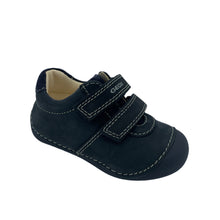 Load image into Gallery viewer, A navy-colored baby cruiser shoe with a double velcro fastening and a non-slip rubber sole.