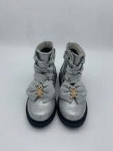 Load image into Gallery viewer, Lelli Kelly Fuzzy Bear Ribbon Lace Boot Silver