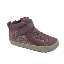 Load image into Gallery viewer, A rose pink Geox Kalispera Hi-Top with a breathable footbed and elasticated lace-up front.