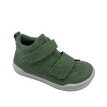 Load image into Gallery viewer, A green double velcro shoe with a leather upper and insole, designed for toddlers.