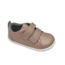 Load image into Gallery viewer, A rose gold-colored Bobux Grass Court shoe with a double velcro fastening, designed for toddlers.