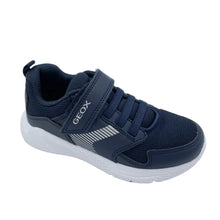 Load image into Gallery viewer, Navy blue sneaker with white sole on a light gray background

