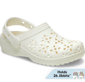 Crocs Classic Floral Cut-Out Clog Chalk White
