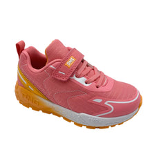 Load image into Gallery viewer, Pink children's sneaker with yellow sole on a white background
