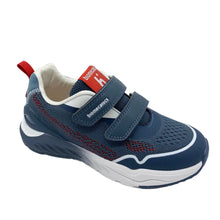 Load image into Gallery viewer, Navy blue children's shoe with red accents on a white background
