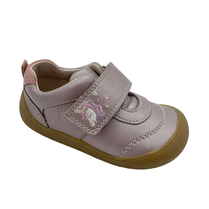 Children's shoe with a unicorn design on a white background