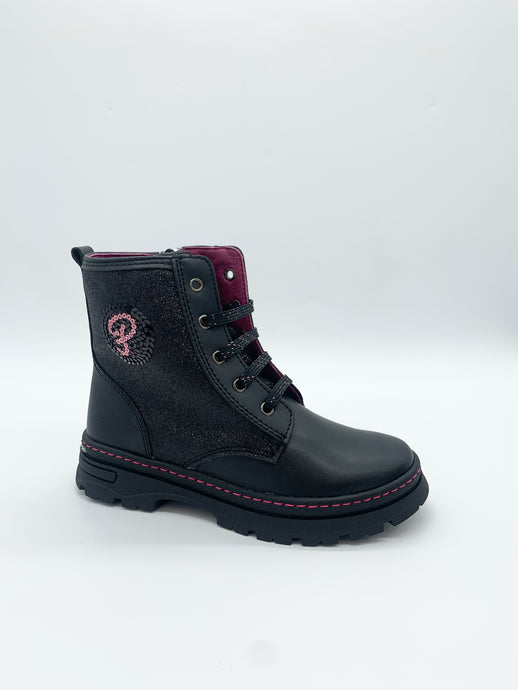 Pablosky Doc Style Ankle Boot black Pink shoe girl Dublin 