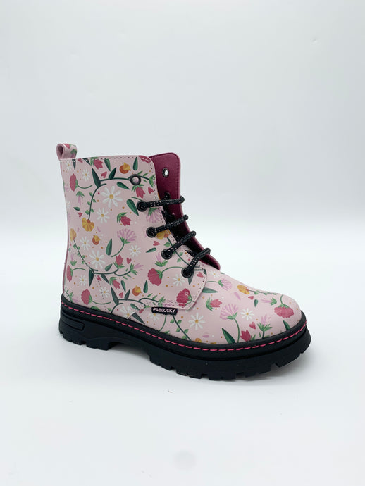 Pablosky Ankle Boot pink dark laces girl Dublin 