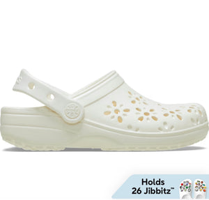 Crocs Classic Floral Cut-Out Clog Chalk White