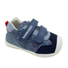 Load image into Gallery viewer, Navy blue children's shoe with white sole on a light gray background
