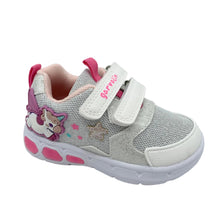 Load image into Gallery viewer, Gray children's shoe with pink accents on a white background
