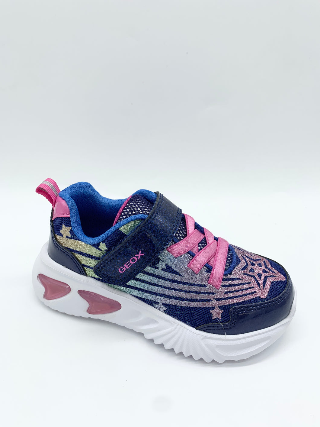 Geox Assister Lights Trainer Blue Pink/Multicolour J56E9B0ASKNC4356