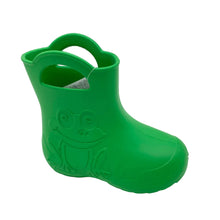 Load image into Gallery viewer, Green children's rain boot with a frog design on a white background
