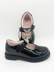 Lelli Kelly Delilah 3 Butterfly Black Patent LKSO8936CVR-NE03-CVR