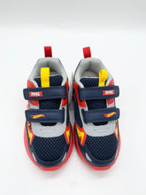 Load image into Gallery viewer, Primigi Hot Wheels Lights Trainer Navy/Rosso Red 1490611
