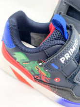 Load image into Gallery viewer, Primigi Infinity Light Dinosaur Trainer Navy/Royal 8982000
